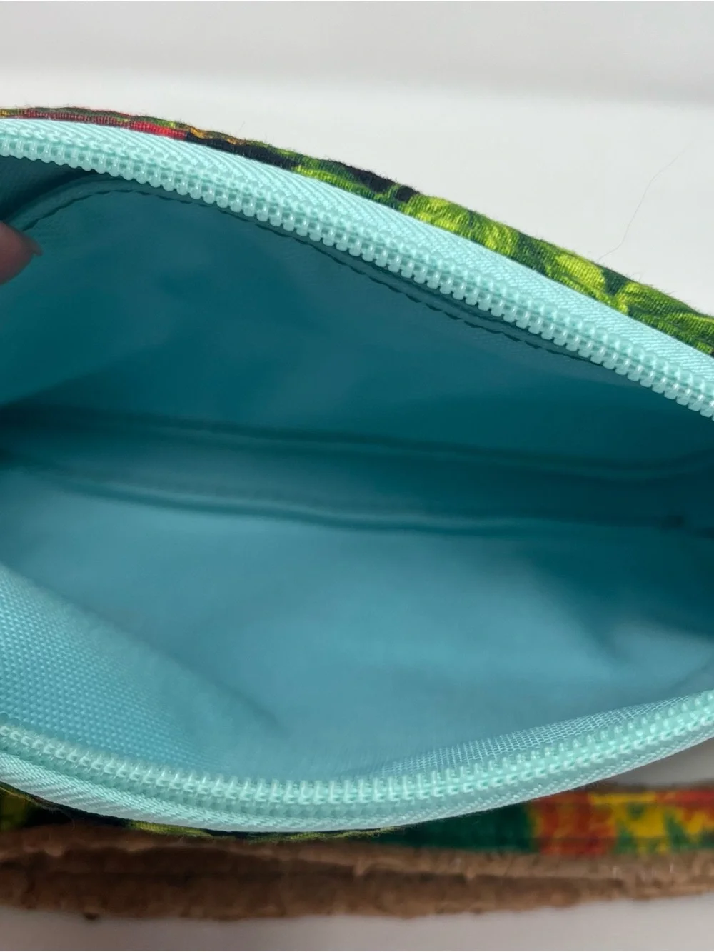 Handmade Tropical Parrot Cork Fabric Wristlet  Zipper Pouch Clutch Bag